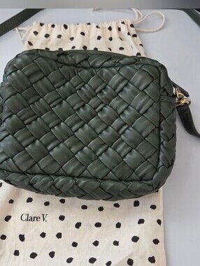 ✨️Clare V. Midi Sac Green Puffy Woven Crossbody Bag